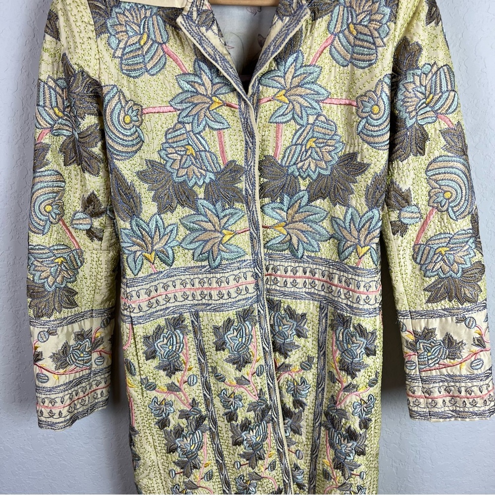 Biya Johnny Was Jacket Silk Embroidered Coat Floral - Picture 5 of 14